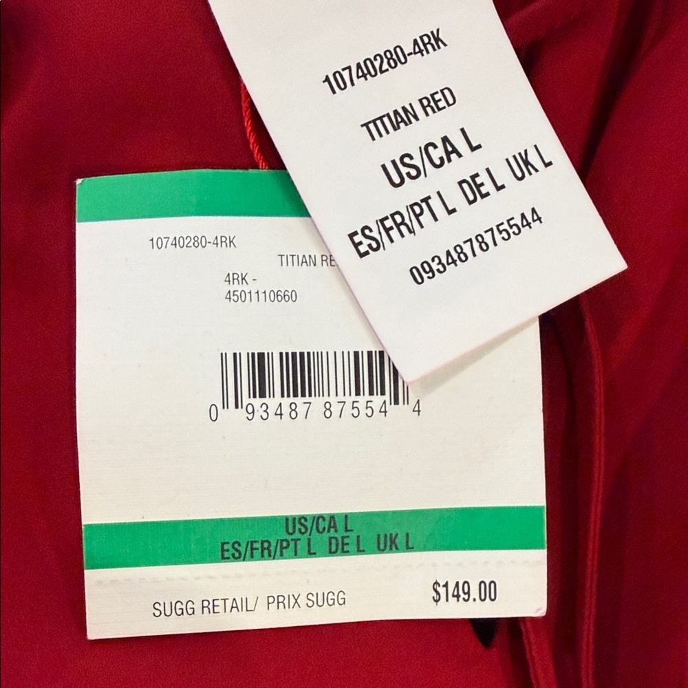 Anne Klein Red Long-Sleeve Smocked-Waist Midi Dress - Picture 9 of 9